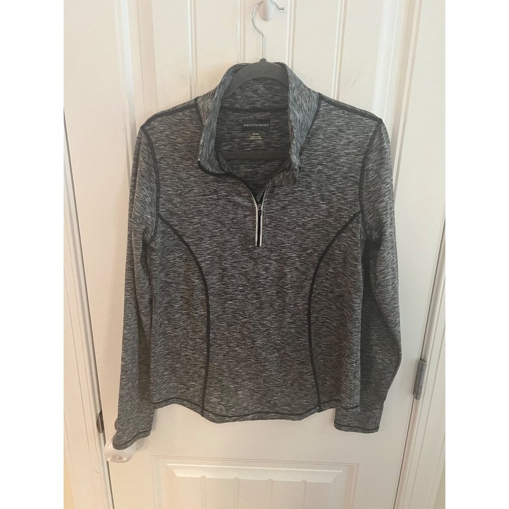 Saks‎ Fifth Avenue Women's Grey Heathered 1/4 Zip Pullover Sz XL